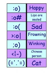 English Worksheet: Smiley Game part 1