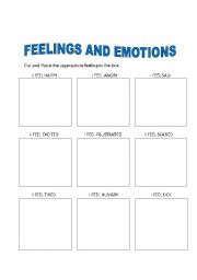 English Worksheet: Feelings and Emotions cut outs