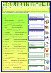 Simple Present Tense  -  (B/W & Keys)