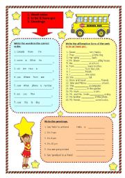 English Worksheet: To be & have got, greetings, word order