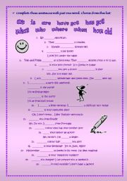 English Worksheet: Complete with one word