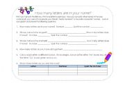 English worksheet: Names and Numbers Graph Activity