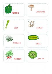 English worksheet: VEGETABLE MEMORY GAME OR FLASH CARDS 2/2