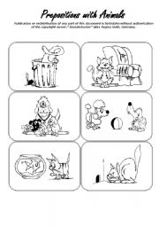 English Worksheet: Prepositions of Place with Animals (incl. prepositions dice ball) (by blunderbuster)