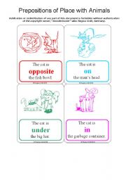 Prepositions of Place with Animals - 12 Flash Cards (by blunderbuster)