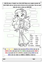 English Worksheet: Body Parts with Yasmin (Worksheet)