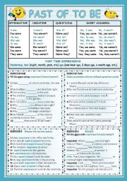 English Worksheet: PAST OF TO BE