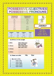 English Worksheet: POSSESSIVE ADJECTIVES & POSSESSIVE PRONOUNS