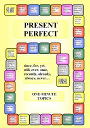 Boardgame - Present Perfect + since, for, ever, already, still, yet... (editable)