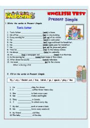 English Worksheet: Present Simple/English test/ 3 pages