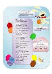 English Worksheet: Easter Egg Colour Rhyme