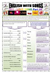 English Worksheet: ENGLISH WITH SONGS #4# - (5 pages) - 311 - I will always love you (Love song by The cure) whenever, whatever, however with 7 activities + 3 Extra Activities in a Theatre scene + Links