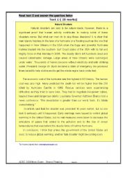 English Worksheet: A complete Reading comprehension test (two reading comprehension texts about the environment) ADEC STANDARDS m Critera included.