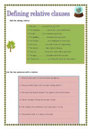 English Worksheet: Relative clauses