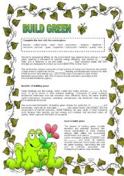 English Worksheet: BUILD GREEN + KEY