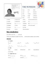 English worksheet: KIRSTY  AND THE NUMBERS (teaching and practice)