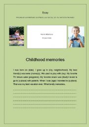English Worksheet: Essay - Childhood memories