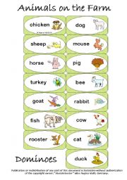 Animals on the Farm Dominoes (EDITABLE) (by blunderbuster)