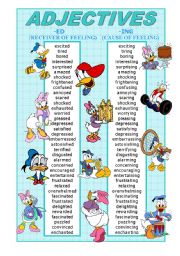 English Worksheet: ADJECTIVES (-ED AND -ING) POSTER