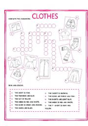 English Worksheet: CLOTHES (with key)