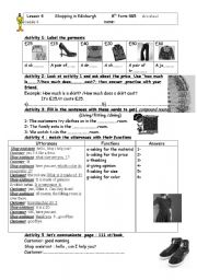 English Worksheet: shopping in Edinburgh