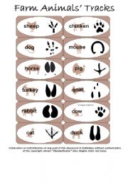 English Worksheet: Farm Animals Tracks / Silhouettes Dominoes (EDITABLE) (by blunderbuster)