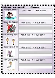 English Worksheet: Can you....?