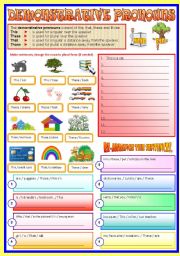 English Worksheet: Demonstrative Pronouns - (B/W & Keys)   -  Revised