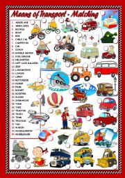 English Worksheet: MEANS OF TRANSPORT - MATCHING