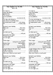 English worksheet: Stay together for the kids - Blink 182