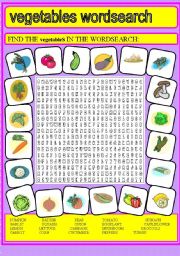 English Worksheet: VEGETABLES WORDSEARCH