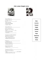 English Worksheet: Imagine Lyrics by John Lennon