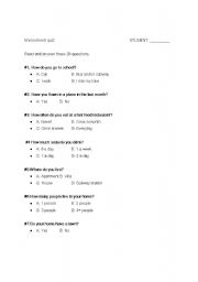 English worksheet: Earth Awareness Quiz