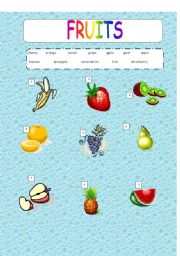 English worksheet: Fruits