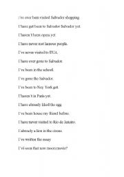 English Worksheet: dinamic presnt perfect