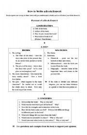 English Worksheet: How to write a book report