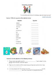 English Worksheet: Describing products