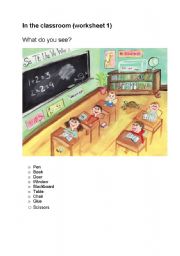 English Worksheet: In the classroom worksheets