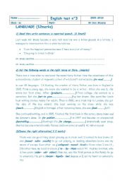 English Worksheet: this test is basically recommended for 1 st year secondary pupils