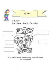 English worksheet: My Face