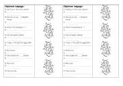 English worksheet: bookmark classroom language
