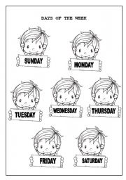 English Worksheet: DAYS OF THE WEEK