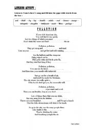 English Worksheet: Tom Lehrers song Pollution