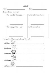 English worksheet: Animals