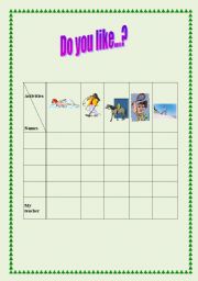 English worksheet: Do you like...?