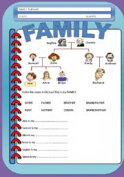 English Worksheet: FAMILY WORKSHEET