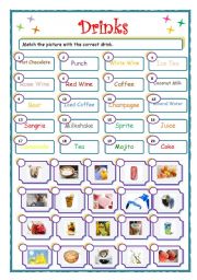 English Worksheet: Drinks