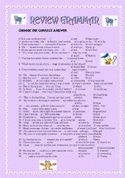 English Worksheet: REVIEW GRAMMAR