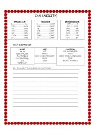 English Worksheet: CAN: WRITE SENTENCES