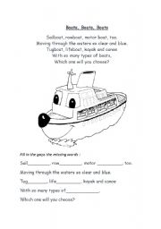 English Worksheet: Rhyme about boats